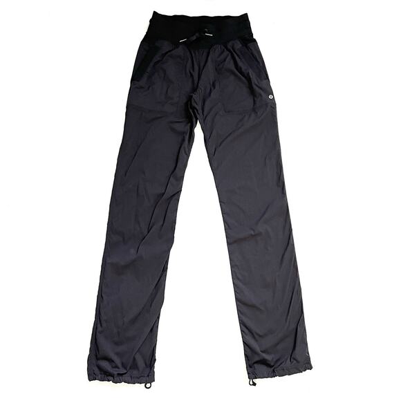 Lululemon Dance Studio Women Black Full Length Drawstring Unlined Track Pants 4 - Picture 1 of 9